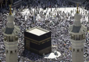 Haj Prints: Muslim pilgrims circle the Kaaba and pray at the Grand Mosque on the second day of Eid