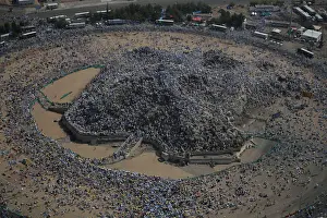 Haj Prints: Muslim pilgrims gather on Mount Mercy on the plains of Arafat during the annual haj