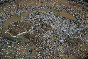 Haj Prints: Muslim pilgrims gather on Mount Mercy on the plains of Arafat during the annual haj