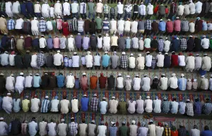 Nepal Prints: Muslims attend Eid al-Fitr prayers at Kashmiri Takiya Jame mosque in Kathmandu
