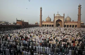 India Prints: Muslims perform Eid al-Adha prayers at the Jama Masjid in the old quarters of Delhi