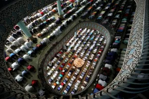 Bangladesh Prints: Muslims perform Friday prayer on the first day of Ramadan at Baitul Mukarram National