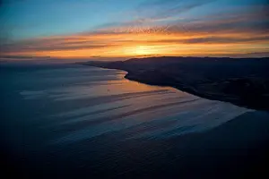 An oil spill is seen in the Pacific Ocean near Santa Barbara in Goleta