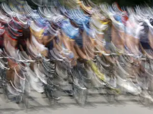 The pack of riders cycle at the start of the fifth stage of the Tour de Suisse cycling