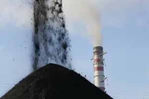 : A pile of coal is seen at a warehouse of the Trypillian thermal power plant in Kiev