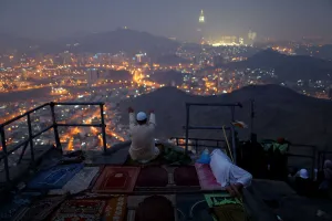 Haj Prints: A pilgrim prays at Mount Al-Noor ahead of the annual haj pilgrimage in the holy city of