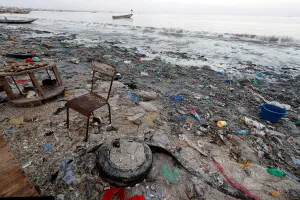 Environment Prints: Plastic waste is seen at a fishermen port on the outskirts of Dakar