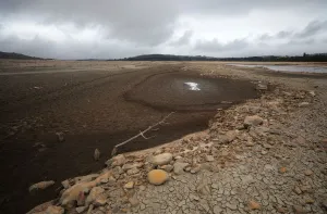 Pools of muddy water are seen at Theewaterskloof dam near Cape Town Pools of muddy water are seen at Theewaterskloof dam near Cape Town