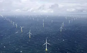 Energy Prints: Power-generating windmill turbines are pictured at the Amrumbank West offshore windpark
