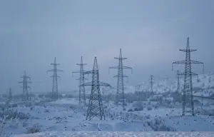 Prints of Power transmission lines are seen on a frosty day outside the town of Monchegorsk in Murmansk region, Russia October 31, 2019. REUTERS/Maxim Shemetov Russia Prints: Power transmission lines are seen on a frosty day outside the town of Monchegorsk in