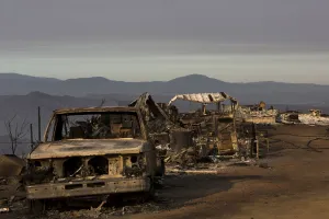 Prints of Properties destroyed by the Rocky Fire is seen near Clearake, California August 5, 2015 USA Prints: Properties destroyed by the Rocky Fire is seen near Clearake, California