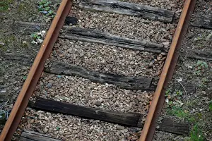 France Prints: Railway tracks are seen at a marshalling yard in Sotteville-Les-Rouen