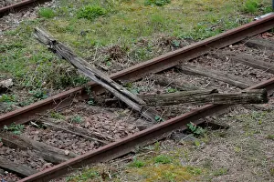 : Railway tracks are seen at a marshalling yard in Sotteville-Les-Rouen