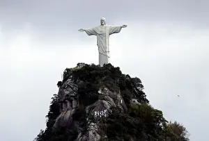 The Redeeming Christ atop the Corcovado mountain is seen in Rio de Janeiro