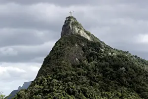 The Redeeming Christ atop the Corcovado mountain is seen in Rio de Janeiro