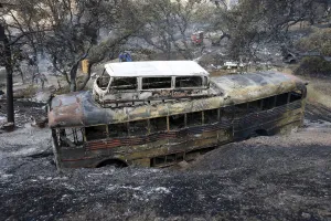 The remains of vehicle burned by Rocky Fire is seen near Clearake, California The remains of vehicle burned by Rocky Fire is seen near Clearake, California