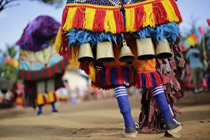A reveller parades during a traditional Maracatu carnival in Nazare da Mata, in