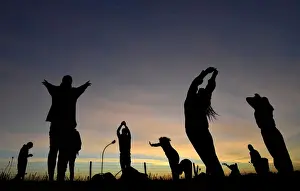 Images Dated 21st June 2018: Revellers welcome in the Summer Solstice at Stonehenge stone circle in southwest Britain