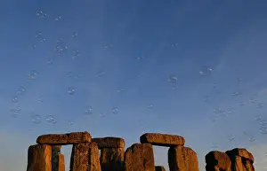 Images Dated 21st June 2018: Revellers welcome in the Summer Solstice at Stonehenge stone circle in southwest Britain