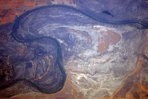 Prints of A river can be seen flowing through drought-affected farming areas in the western region of New South Wales March 19, 2015 Australia Prints: River can be seen flowing through drought-affected farming areas in the western region of