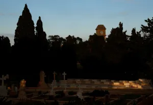 Time Prints: The Saint Patricks Barracks clock tower is seen from the Pembroke Military Cemetery in