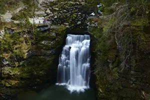 Landscapes Prints: The Saut du Doubs waterfall is seen on the border between Switzerland and France in