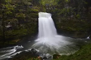 The Saut du Doubs waterfall is seen on the border between Switzerland and France in