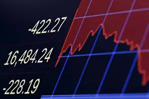 Stock Prints: A screen displays the Dow Jones Industrial Average on the floor of the New York Stock