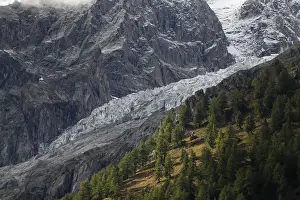 Italy Prints: A segment of the Planpincieux glacier is seen on the Italian side of the Mont Blanc