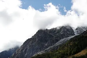 Italy Prints: A segment of the Planpincieux glacier is seen on the Italian side of the Mont Blanc