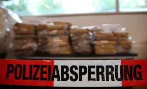 Prints of Seized cocaine is shown during a news conference in Munich, Germany, May 16, 2018. REUTERS/Michael Dalder Germany Prints: Seized cocaine is shown during a news conference in Munich