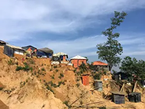 Rohingya Prints: Shacks cling to a landslide-prone hill in the Balukhali camp for Rohingya refugees in