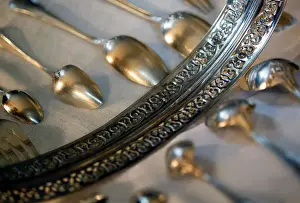 Precious Prints: Silver products are pictured in a second-hand silverware shop in Bordeaux, France