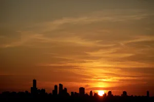 Lebanon Prints: The skyline of Beirut is seen during sunset from Antelias