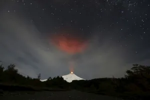 Volcano Prints: Smoke rises from Villarrica volcano as seen near the town of Pucon in southern Chile