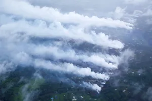 Hawaii Prints: Smoke and steam rise from fissures in the Leilani Estates subdivision during ongoing