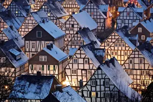 Snow covers the roofs of the so-called Alter Flecken (old spot)