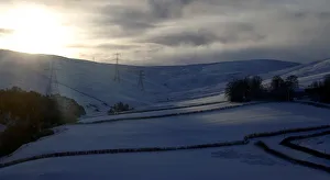 Prints of Snow lies on the hills near Abington, Scotland, Britain January 18, 2018. REUTERS/Russell Cheyne Britain Prints: Snow lies on the hills near Abington, Scotland