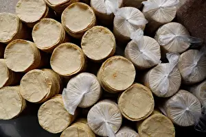 Mexico Prints: Stacks of freshly made corn tortillas are seen at a tortilla a factory in Mexico City