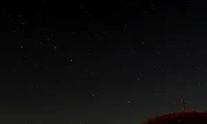 The star constellation Ursa Mayor (Great Bear) is seen in the sky over Leeberg hill near