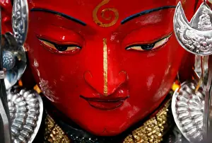 A statue, showing the Buddhas head, is pictured during the Pancha Dan festival in