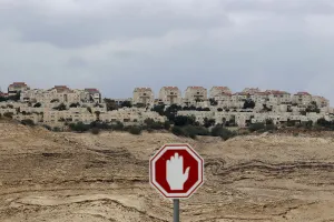 Palestinian Prints: A stop sign is seen outside the Jewish settlement of Maale Adumim near Jerusalem