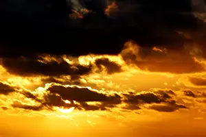 Environment Prints: The sun sets over a beach along the Atlantic Ocean coast in Montalivet-les-Bains