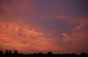 United Kingdom Prints: The sun sets over a disused power station in Ramsgate