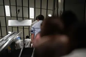 A surveillance camera (CCTV) is seen at a subway station in Bangkok