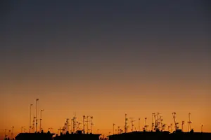 Television antennas are seen on the roof of buildings in the Andalusian capital of