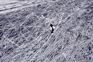 Italy Prints: A tourist skis down Maso Corto mountain in Italy