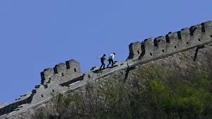 Tourist walk on a part of the Huanghuacheng section of Chinas Great Wall, northwest