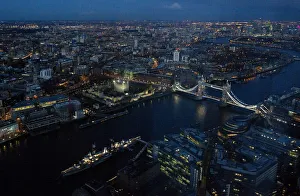 United Kingdom Prints: Tower Bridge is pictured from The View gallery at the Shard in London