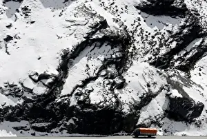 Bolivia Prints: A truck is seen near La Cumbre after a heavy snow storm near La Paz